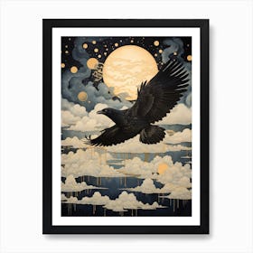 Raven 3 Gold Detail Painting Art Print