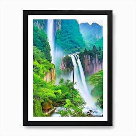 Huangshan Waterfall, China Majestic, Beautiful & Classic (2) Art Print