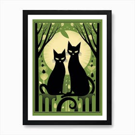 The Lovers, Black Cat Tarot Card 0 Art Print