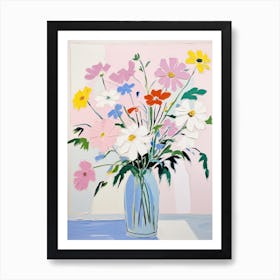 A Vase With Cosmos, Flower Bouquet 3 Art Print