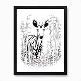 Line Art Jungle Animal Okapi 2 Art Print