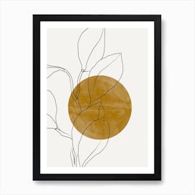 Golden Sun And Leaf Art Print