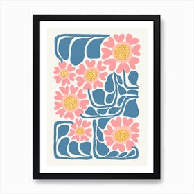 Pink Daisies Flower Market Matisse Style Art Print