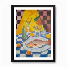 Flounder Still Life Painting Art Print