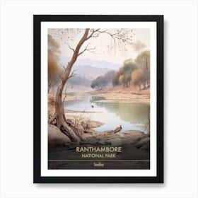 Ranthambore National Park India Watercolour 1 Art Print