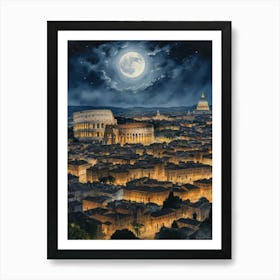 The Colosseum's Moonlit Spectacle Art Print