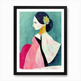 Girl With A Pink Dress Art Print