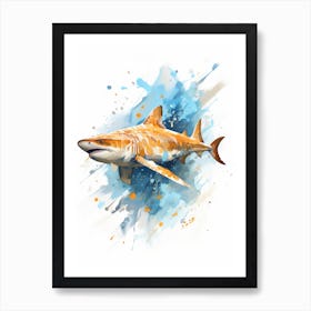 A Whitetip Reef Shark Vibrant Paint Splash 5 Art Print