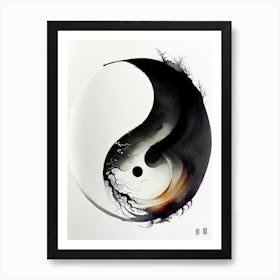 Repeat 3 Yin And Yang Japanese Ink Art Print