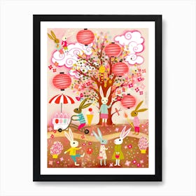 Bunnies Summer Ice Cream Leisure Art Print