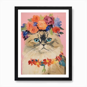 Himalayan Cat With A Flower Crown Painting Matisse Style 3 Art Print