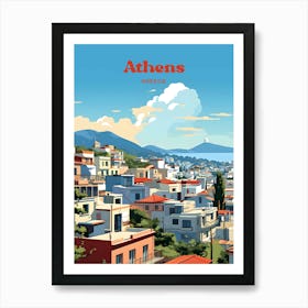 Athens Greece Travel Illustration Art Print