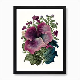 Petunia 2 Floral Botanical Vintage Poster Flower Art Print