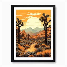 Joshua Tree In Mountains In Style Of Gold And Black (4) Art Print