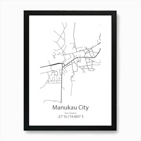 Manukau City,New Zealand Minimalist Map Art Print