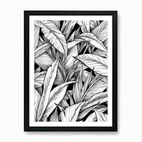 Seamless Pattern Of Tropical Leaves 2 Art Print