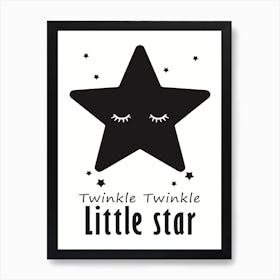 Twinkle Little Star Black Art Print