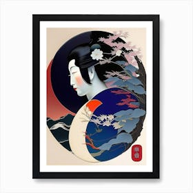 Colour Yin and Yang 7, Japanese Ukiyo E Style Art Print