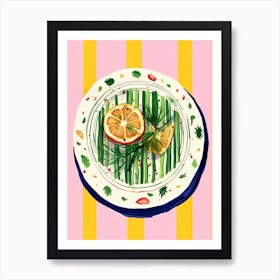 A Plate Of Asparagus Top View Food Illustration 2 Art Print