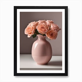 A Vase Of Pink Roses 53 Art Print