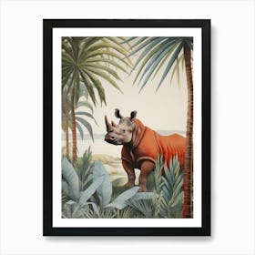 Rhinoceros 2 Tropical Animal Portrait Art Print