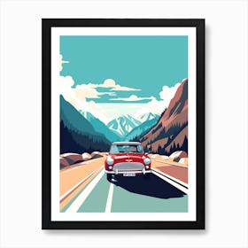 A Mini Cooper In The The Great Alpine Road Australia 1 Art Print