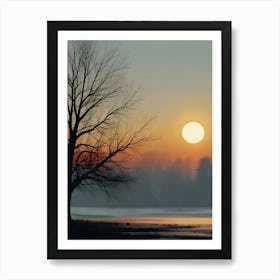 Winter Tree at Sunset 1 Art Print