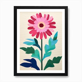 Cut Out Style Flower Art Gerbera Daisy 1 Art Print