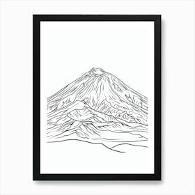 Mount Etna Italy Line Drawing 5 Art Print