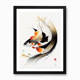 Kin Showa Koi Fish Minimal Line Drawing Art Print