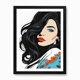 Woman Portrait Face Pop Art (8) Art Print