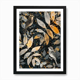 Birds And Leaves Art Print