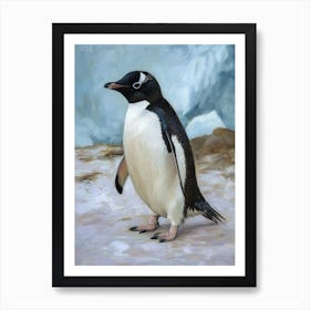 Adlie Penguin Saunders Island Oil Painting 2 Art Print