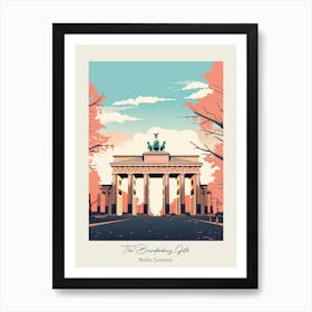 The Brandenburg Gate   Berlin, Germany   Cute Botanical Illustration Travel 2 Poster Art Print