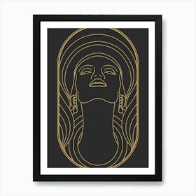 Art Deco Woman 4 Minimalist Black & Gold Art Print