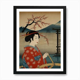 Geisha In A Boat Art Print