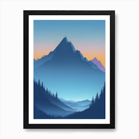 Misty Mountains Vertical Composition In Blue Tone 127 Art Print