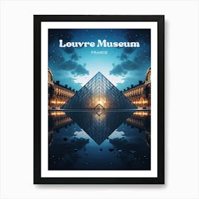 The Louvre Tourist Destination Travel Illustration Affiche