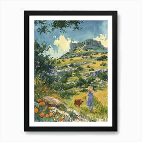 Storybook Illustration Mount Bonnell Austin Texas 4 Art Print