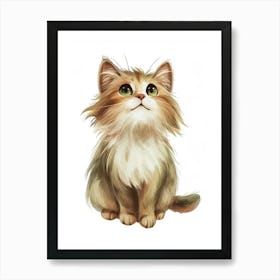 Norwegian Forest Cat Cat Clipart Illustration 2 Art Print