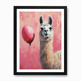 Cute Llama 3 With Balloon Art Print