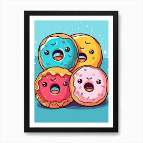 Kawaii Donuts Singing Art Print