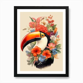 Bird With A Flower Crown Toucan 2 Art Print