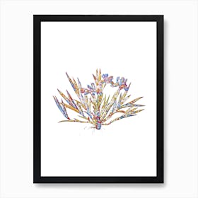 Stained Glass Dwarf Crested Iris A Mosaic Botanical Illustration on White n.0320 Art Print