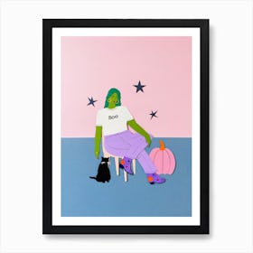 Boo Halloween Witch Babe Art Print