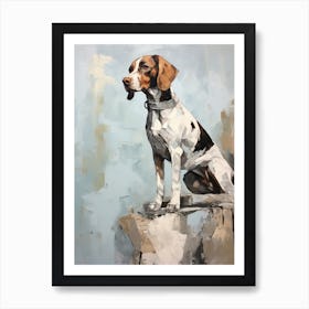 Pointer Dog, Painting In Light Teal And Brown 1 Art Print