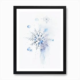 Unique, Snowflakes, Minimalist Watercolour 4 Art Print