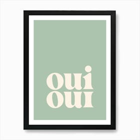 Oui Oui - Green Bathroom Art Print