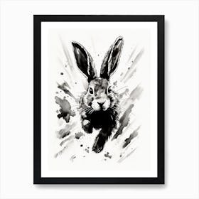 Rabbit Prints Ink Drawing Black And White 2 Art Print
