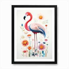 Scandinavian Bird Illustration Greater Flamingo 3 Art Print